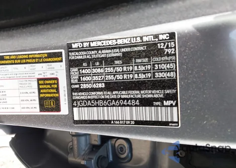 2016 Mercedes-Benz Gle 350 4Matic from USA, damaged, VIN 4JGDA5HB6GA694484